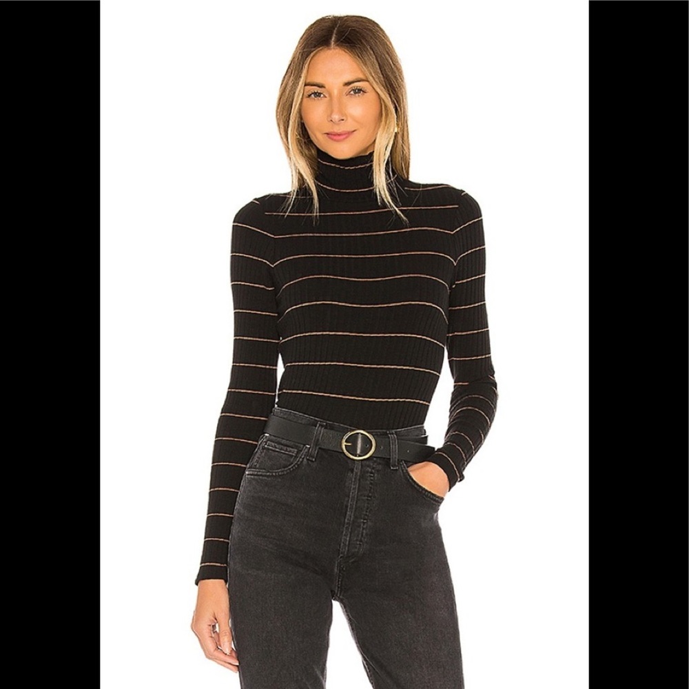 Vince Striped Rib Turtleneck